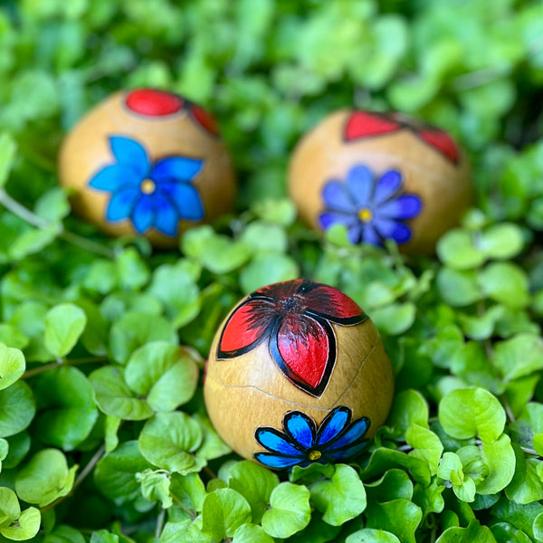 Gourd Shaker Painted Flowers - J0448